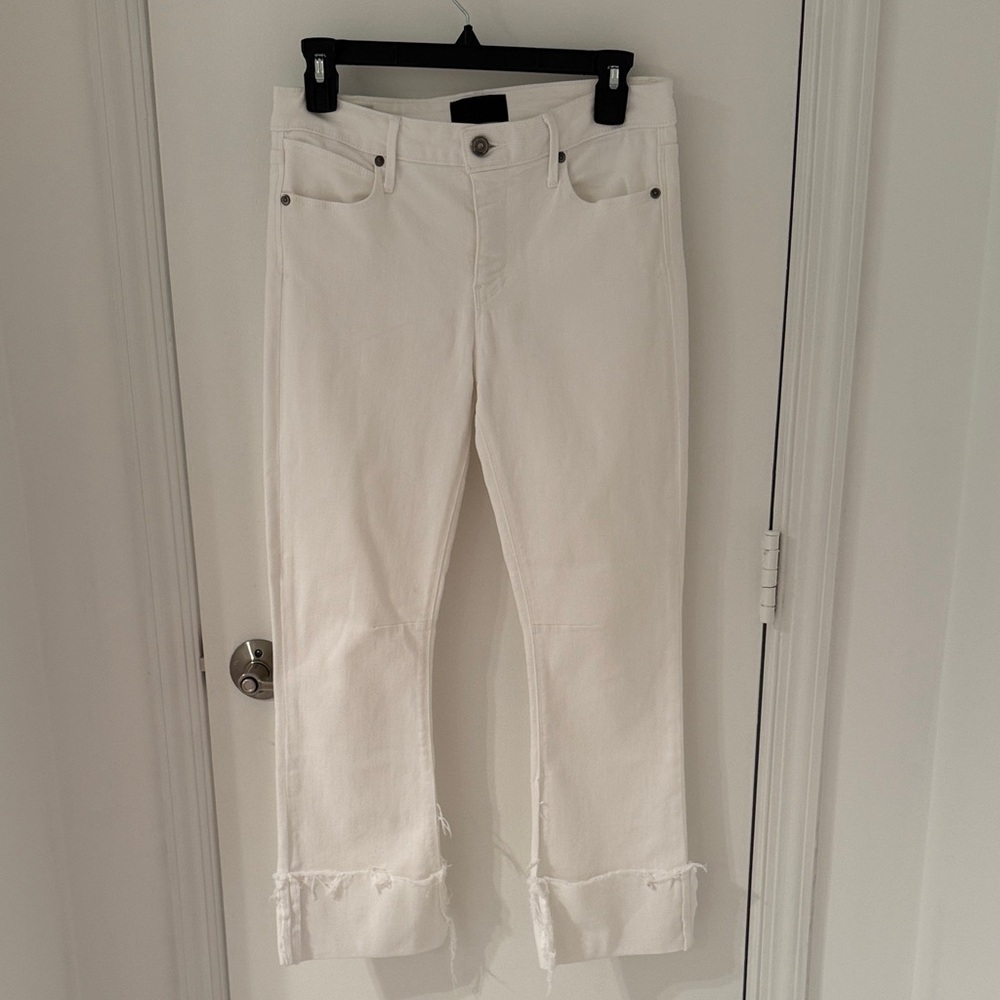 RtA Women's Cuffed Straight Leg Jeans in White